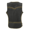 Milwaukee Leather MLL4527 Women's Stretch Side Panel Distress Brown Leather Motorcycle Rider Vest w/ Lacing Detail
