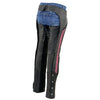 Milwaukee Leather Chaps for Women Black Lightweight Goat Skin- Crinkled Stripes Reflective Motorcycle Chap- MLL6501