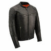 Milwaukee Leather MLM1502 Men's Black Premium Leather Vented Motorcycle Biker Jacket w/ Cool-Tec Leather Treatment Tech