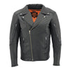 Milwaukee Leather MLM1516 Black Real Leather Motorcycle Jacket for Men – Vintage Brando Style Biker Jacket