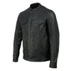 Milwaukee Leather MLM1604 Men's Stand-Up Collar Black Casual Biker Goat Skin Leather Shirt with Dual Closure