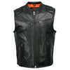Milwaukee Leather MLM3502 Men's Black Premium Leather Motorcycle Rider Vest with Cool-Tec Leather Treatment Tech
