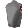 Milwaukee Leather MLM3506 Men's Black Premium Leather Vest - Old Glory Laced Armholes Red Stitching Club Style Vest