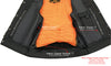 Milwaukee Leather MLM3510 Men's Black/Beige Premium Leather Club Style Vest - Dual Closure Open Neck Motorcycle Vest