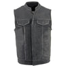 Milwaukee Leather MLM3513 Men's Premium Leather Club-Style Motorcycle Vest w/ Snaps and Zipper Closure