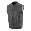 Milwaukee Leather MLM3513 Men's Premium Leather Club-Style Motorcycle Vest w/ Snaps and Zipper Closure