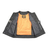 Milwaukee Leather Men's MLM3515 Black Premium Collarless Club Style Motorcycle Vest w/ Cool-Tec Leather Treatment