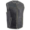 Milwaukee Leather MLM3536 Men's Distressed Grey Leather Collarless Motorcycle Rider Vest