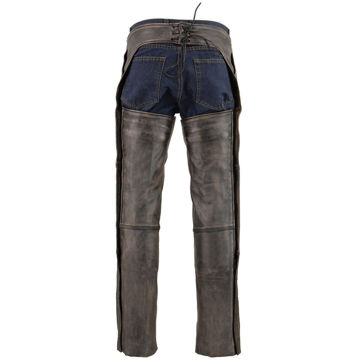 Milwaukee Leather Chaps for Men's Distressed Brown Leather Snap