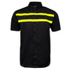 MMCC Men's Petrol Mechanic Button Up Shop Shirt, Reflective Strip, 2-Chest Pockets - Black-Neon Green - MMC16005