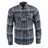 Milwaukee Leather MNG11626 Men's Flannel Plaid Black and White with Blue Long Sleeve Cotton Button Down Shirt