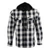 Milwaukee Leather MNG11629 Men's Long Sleeve Flannel Black and White Cotton Button Down Shirt w/ Hoodie