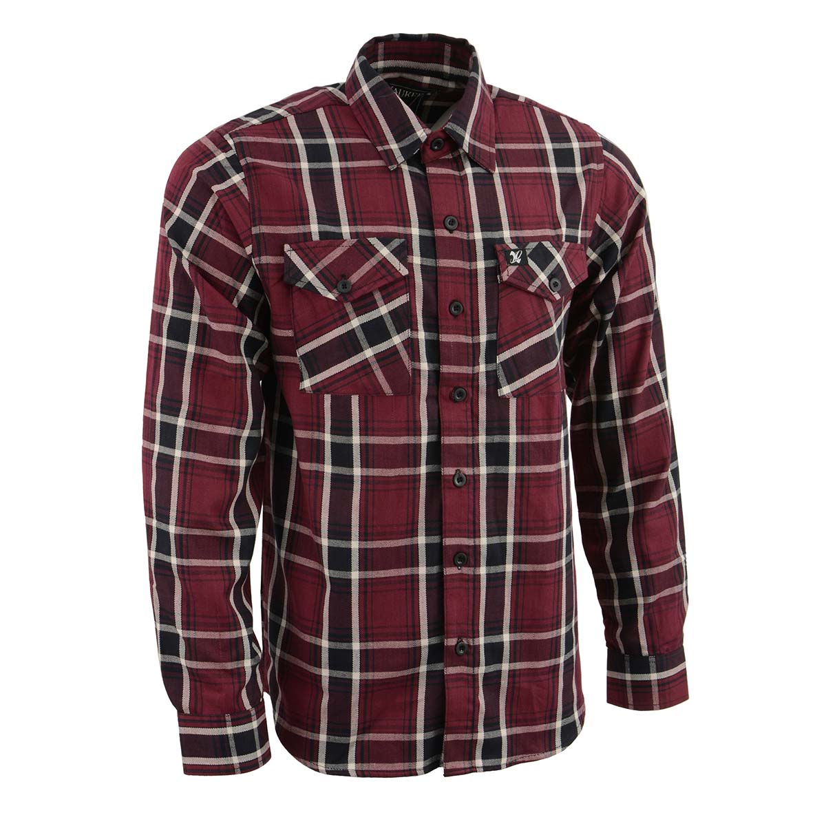 Milwaukee Leather MNG11640 Men's Flannel Plaid Shirt Maroon Black and White Long Sleeve Cotton Button Down Shirt