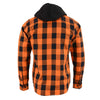 Milwaukee Leather MNG11642 Men's Flannel Plaid Orange and Black Long Sleeve Cotton Button Down Shirt w/ Hoodie