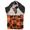Milwaukee Leather MNG11642 Men's Flannel Plaid Orange and Black Long Sleeve Cotton Button Down Shirt w/ Hoodie