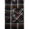 Milwaukee Leather MNG11643 Men's Flannel Plaid Brown Black and White Long Sleeve Cotton Button Down Shirt