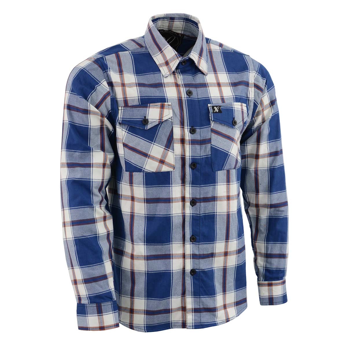 Milwaukee Leather MNG11645 Men's Flannel Plaid Shirt Blue White and Maroon Long Sleeve Cotton Button Down Shirt