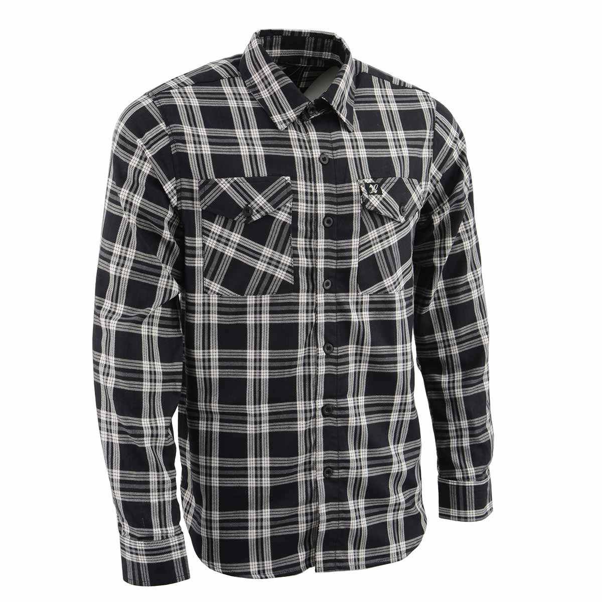 Milwaukee Leather MNG11646 Men's Flannel Plaid Shirt Black and White Long Sleeve Cotton Button Down Shirt