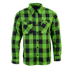 Milwaukee Leather MNG11656 Men's Flannel Plaid Black and Neon-Green Long Sleeve Cotton Button Down Shirt