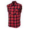 Milwaukee Leather MNG11692 Men’s Classic Black and Red Button-Down Flannel Cut Off Frayed Sleeveless Casual Shirt