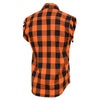 Milwaukee Leather MNG11698 Men’s Classic Black and Orange Button-Down Flannel Cut Off Frayed Sleeveless Casual Shirt