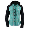Milwaukee Leather MNG21601 Women's Casual Black and Teal Long Sleeve Cotton Flannel Shirt with Hoodie