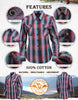 Milwaukee Leather MNG21612 Women's Black and Pink with Blue Long Sleeve Cotton Flannel Shirt