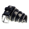 Milwaukee Leather MP7103 Men's Black Studs and Skulls Genuine Leather Belt with Buckle - 1.5 inches Wide