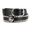 Milwaukee Leather MP7131 Men's Chrome Studded & Star Emblem Black Leather Belt w/ Interchangeable Buckle -1.5 in Wide
