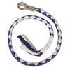 Milwaukee Leather 36'' Genuine Leather Whip - White and Blue Get Back Whip for Handlebar - Biker Whip - MP7900