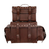 Milwaukee Leather MP8127RT Large Retro Brown 4-Piece Studded PVC Motorcycle Bag Touring Pack