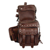 Milwaukee Leather MP8127RT Large Retro Brown 4-Piece Studded PVC Motorcycle Bag Touring Pack