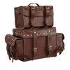 Milwaukee Leather MP8127RT Large Retro Brown 4-Piece Studded PVC Motorcycle Bag Touring Pack