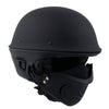 Milwaukee Helmets MPH9830DOT Rascal 3/4 Open Face Flat Black 2 in 1 Motorcycle Helmet Biker