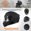 Milwaukee Helmets MPH9835DOT Sweeper Flat Black Advanced Motorcycle Full Face Helmet Biker w/ Drop Down Visor