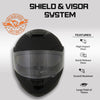 Milwaukee Helmets MPH9835DOT Sweeper Flat Black Advanced Motorcycle Full Face Helmet Biker w/ Drop Down Visor
