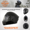 Milwaukee Helmets MPH9836DOT Sweeper Gloss Black DOT Approved Motorcycle Full Face Helmet Biker w/ Drop Down Visor