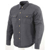 Milwaukee Leather MPM1622 Men's Black Waxy CE Armored Denim Long Sleeve Shirt Reinforced w/ Aramid Fibers