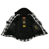 Milwaukee Leather Men’s Othello Black & White Plaid Hooded Riding Shirt w/ CE Armor & Aramid Fiber Panels - MPM1629