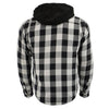 Milwaukee Leather Men’s Othello Black & White Plaid Hooded Riding Shirt w/ CE Armor & Aramid Fiber Panels - MPM1629