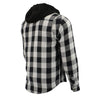 Milwaukee Leather Men’s Othello Black & White Plaid Hooded Riding Shirt w/ CE Armor & Aramid Fiber Panels - MPM1629