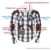 Milwaukee Leather Men’s Othello Black & White Plaid Hooded Riding Shirt w/ CE Armor & Aramid Fiber Panels - MPM1629