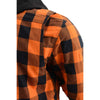Milwaukee Leather Men’s Titans Orange & Black Plaid Hooded Riding Shirt w/ CE Armor & Aramid Fiber Panels - MPM1642