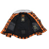 Milwaukee Leather Men’s Titans Orange & Black Plaid Hooded Riding Shirt w/ CE Armor & Aramid Fiber Panels - MPM1642