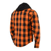 Milwaukee Leather Men’s Titans Orange & Black Plaid Hooded Riding Shirt w/ CE Armor & Aramid Fiber Panels - MPM1642