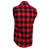 Milwaukee Leather MPM1649 Men’s Classic Black and Red Button-Down Flannel Cut Off Sleeveless Casual Shirt