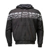 MMCC Men’s Bare Bones Hoodie – Reflective Skull Graphics Front & Back, Full Zip, 100 % Cotton, MPM1681