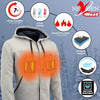 Nexgen Heat Men’s Silver Heated Hoodie Jacket – Winter Motorcycle Riding Gear for Cold Outdoors MPM1714SET
