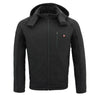 Nexgen Heat MPM1767SET Men's Black 'Heated' Soft Shell Hooded Zipper Front Jacket with Detachable Hood
