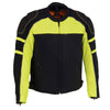 Milwaukee Leather Men's Black and Neon Green CE Armored All Season Textile Motorcycle Riding Jacket - MPM1791